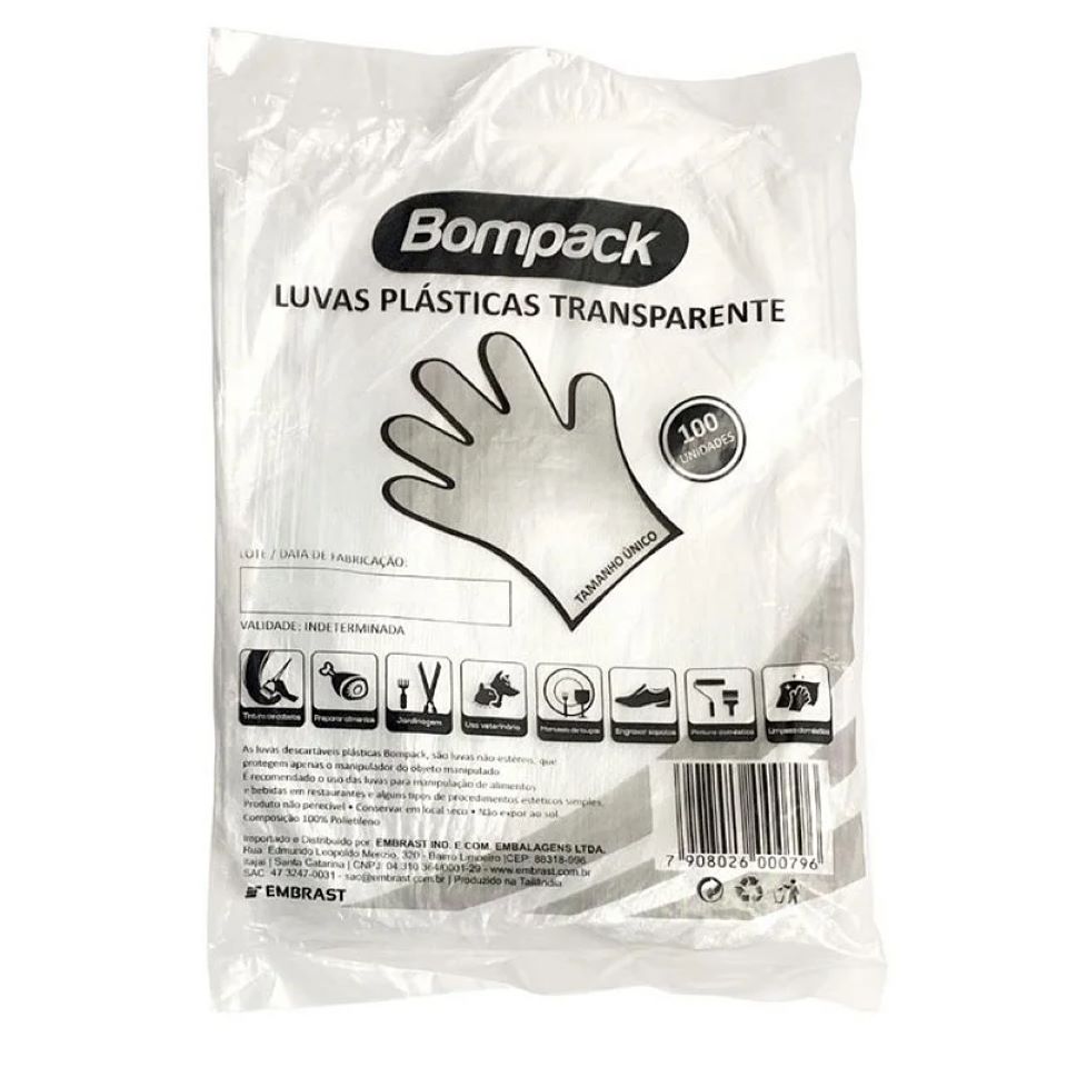 luva descártavel bompack