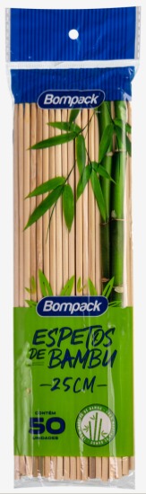 ESPETO BOMPACK DE BAMBU 25 CM C 50 UND