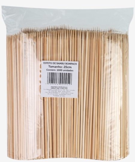 ESPETO BOMPACK DE BAMBU 25 CM PCT C 1000 UND